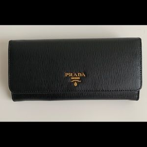 Prada Saffiano Pattina Leather Long Wallet
